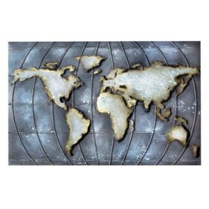 Planet Earth Picture Metal Wall Art In Grey