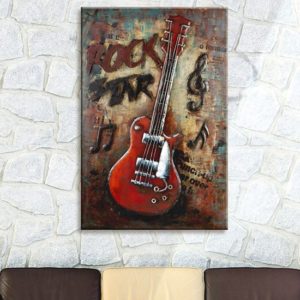 Rockstar Picture Metal Wall Art In Red And Brown