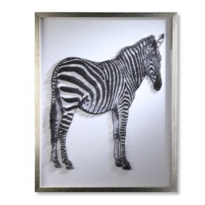 Zebra Picture Glass Wall Art In Silver Wooden Frame