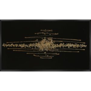 Amaze Glass Wall Art In Black With Champagne Glitter Crystals