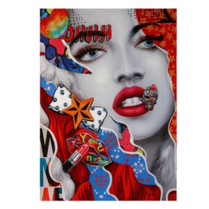 Pop Art Girl Picture Canvas Wall Art In Multicolor