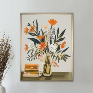Cullman Canvas Floral Wall Art In Oak Frame