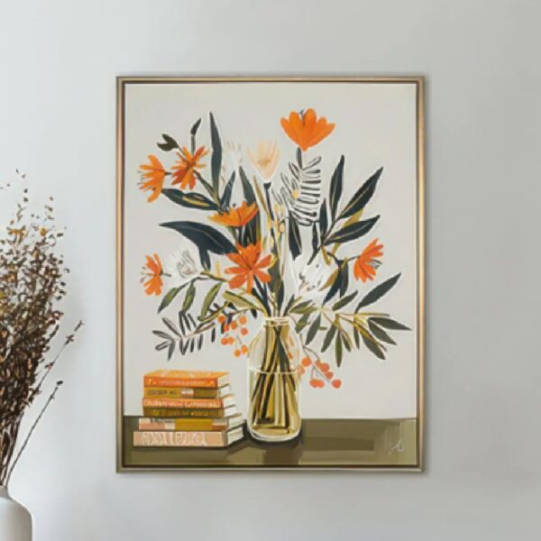 Cullman Canvas Floral Wall Art In Oak Frame