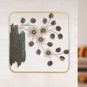 Cheam Metal Cherry blossom Wall Art In Brown And Cream