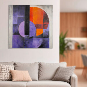 Cheam Wooden Geometric Wall Art In Purple And Red