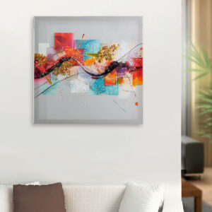 Cheam Wooden Modern Wave Abstract Wall Art In Multicoloured