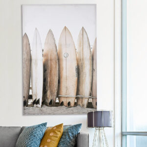 Cheam Wooden Surfboard Wall Art In Brown And White