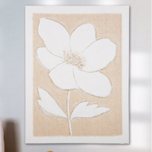 Colindale Canvas Flower Motif Wall Art In Cream White