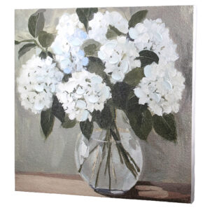 Colindale Canvas Flower Wall Art In Grey And White