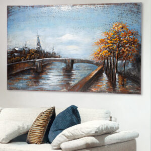 Colindale Metal Bridge Wall Art In Blue And Brown