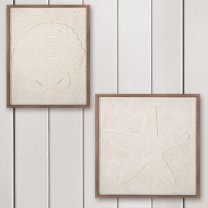 Colindale Wooden Shell Wall Art In Cream And Brown